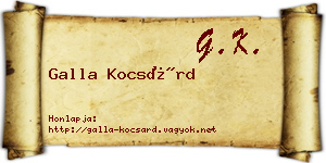 Galla Kocsárd névjegykártya